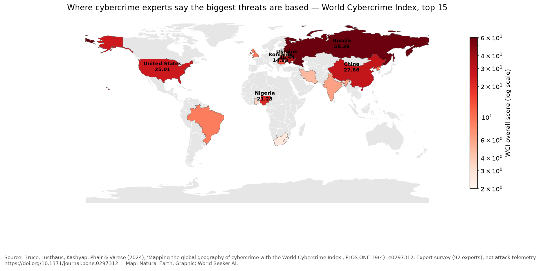 World Cybercrime Index map